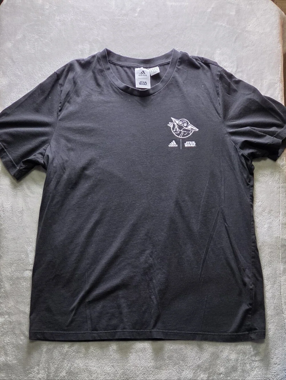 Adidas Star Wars Grogu Baby Yoda Graphic T-Shirt Men's XL Black Cotton Tee